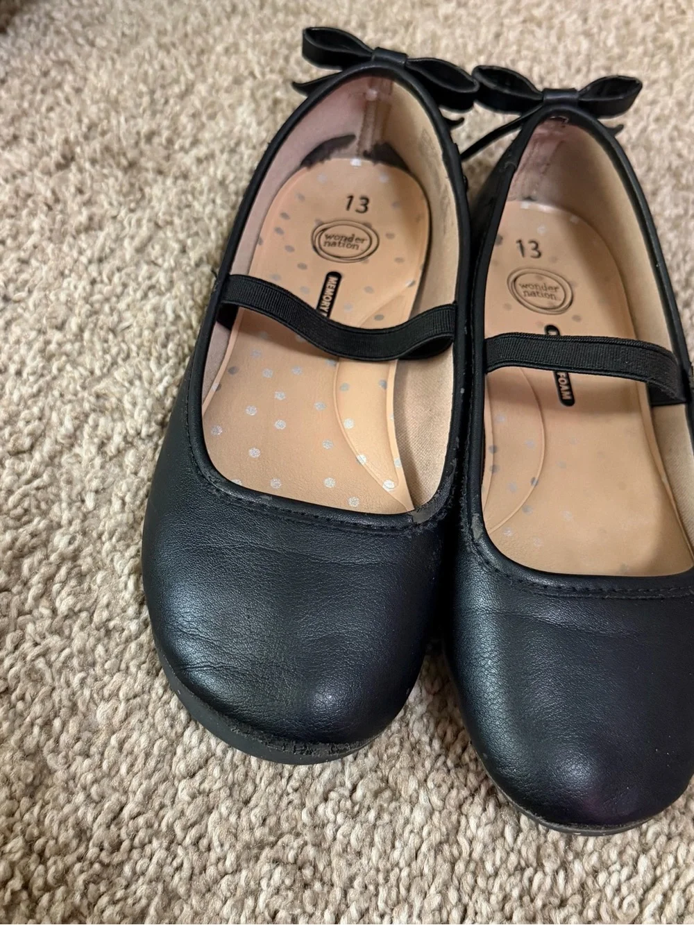 wonder nation Black Girls' Mary Jane Ballet Flats with Bow